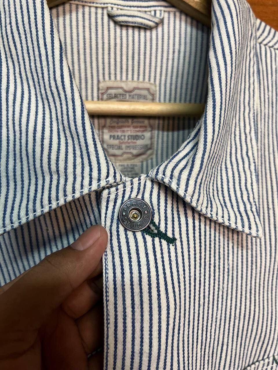 Vintage PRACT STUDIO CHORE JACKET BLUE STRIPE Size US L / EU 52-54 / 3 - 6 Thumbnail