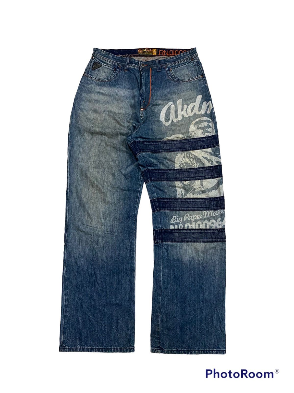 Rare🔥Akademiks Big Paper Maker Distressed Denim Pants⚡⚡⚡