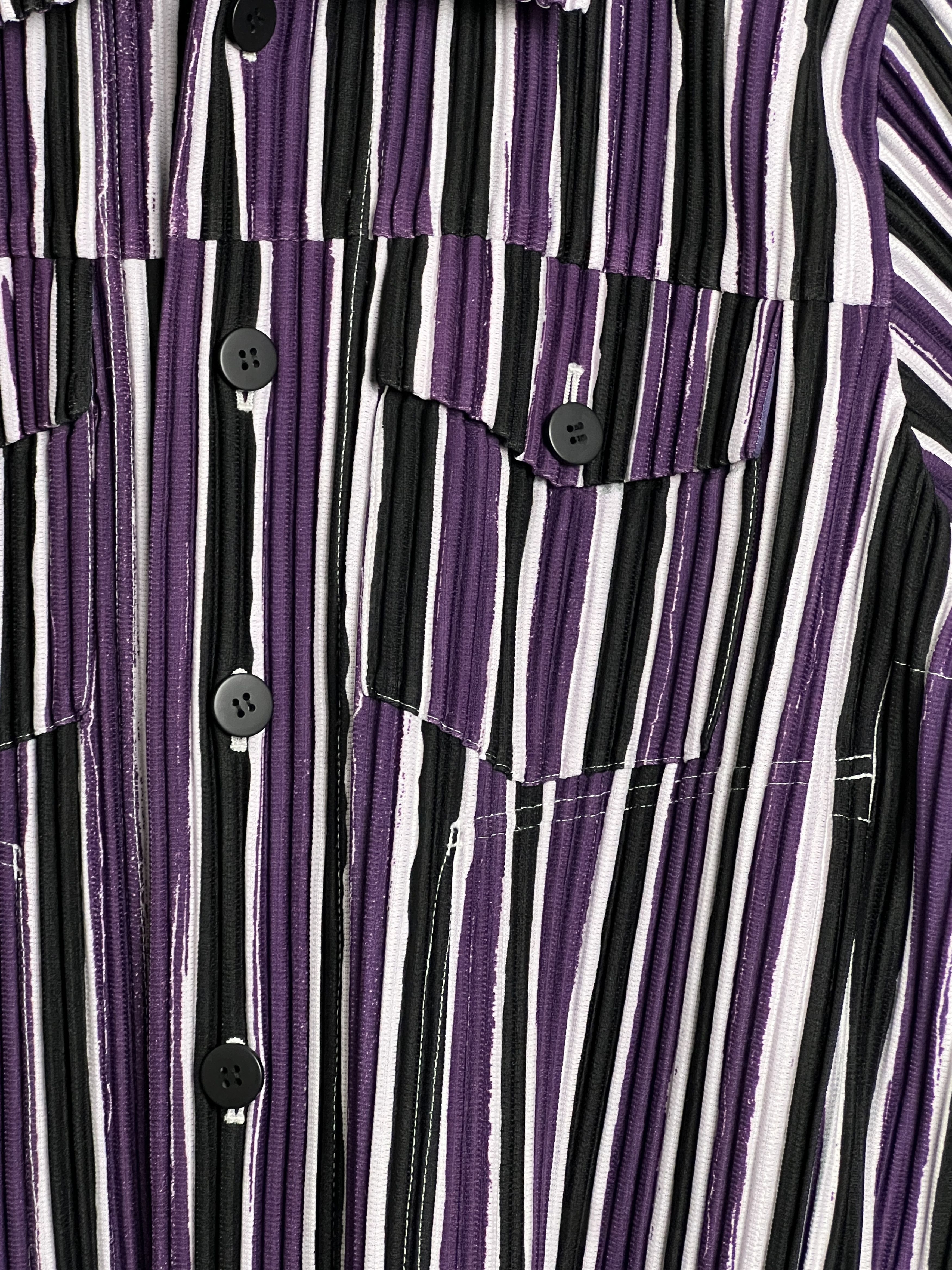 Issey Miyake Homme Plisse Striped Trucker Jacket Size US S / EU 44-46 / 1 - 3 Thumbnail