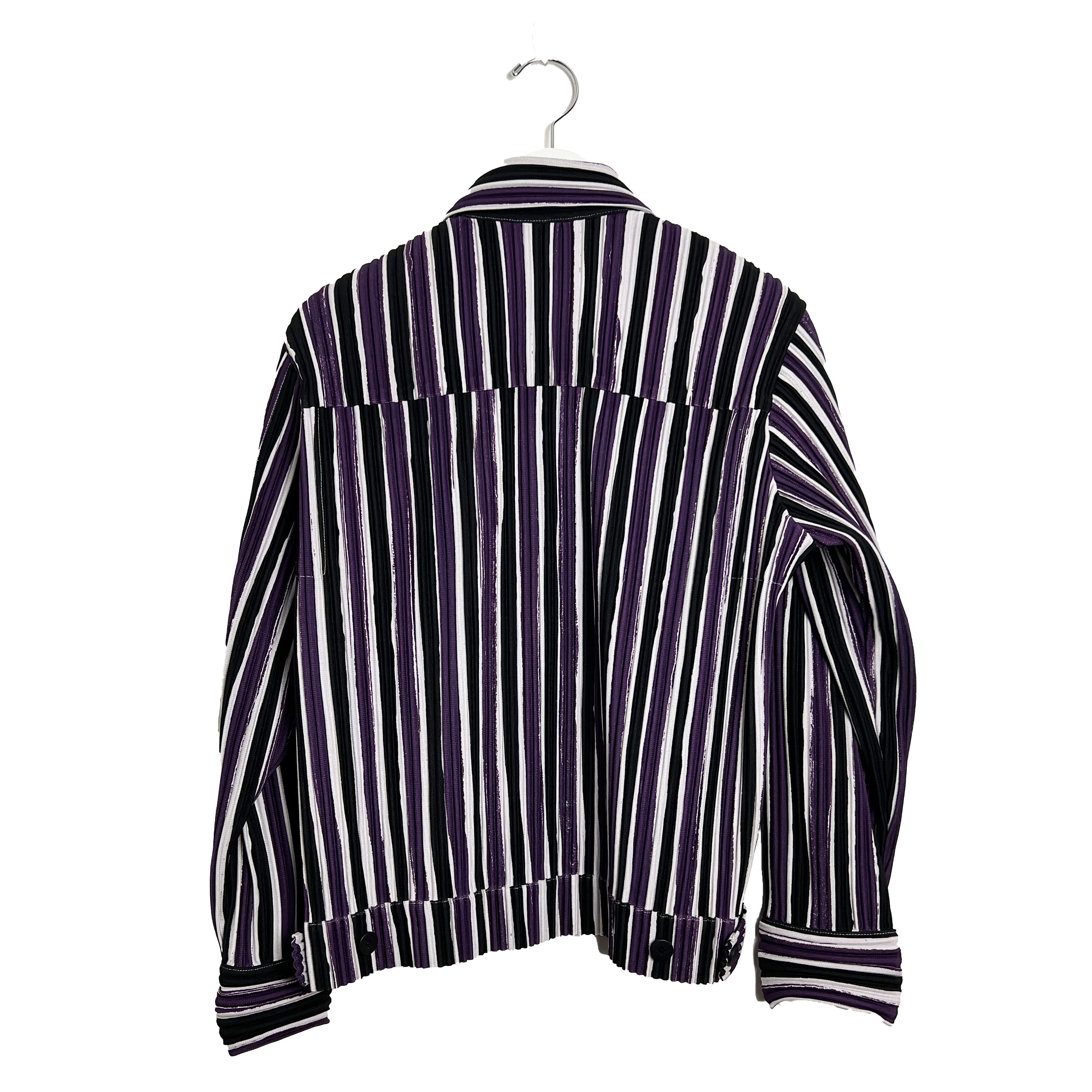 Issey Miyake Homme Plisse Striped Trucker Jacket Size US S / EU 44-46 / 1 - 2 Preview