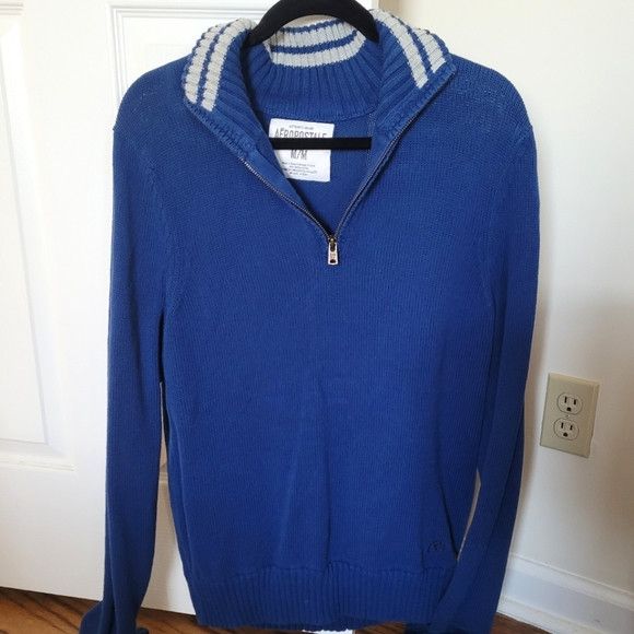 Aeropostale Hidden Stripe Half-Zip Mock Neck Sweater Casual Winter Size US M / EU 48-50 / 2 - 2 Thumbnail