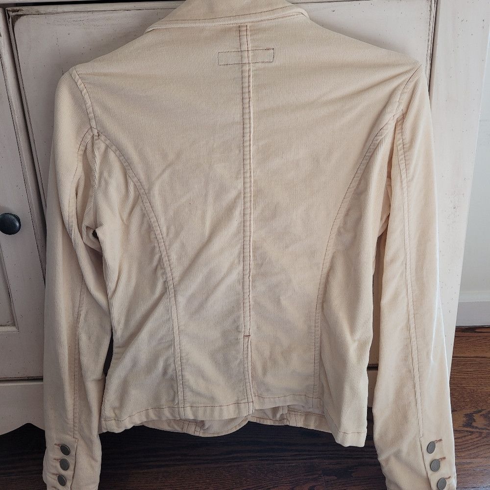 Calvin Klein Cream Corduroy Collared Button-Up Blazer Classic Preppy Size S / US 4 / IT 40 - 8 Thumbnail