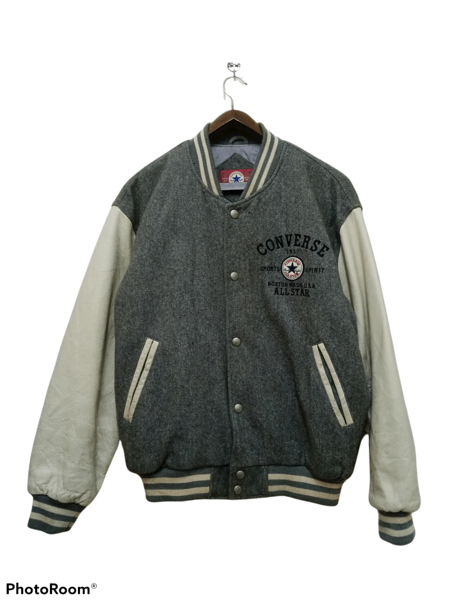 Converse Vintage 90's Converse All Star Wool Leather Varsity Jacket Size US XL / EU 56 / 4 - 2 Thumbnail