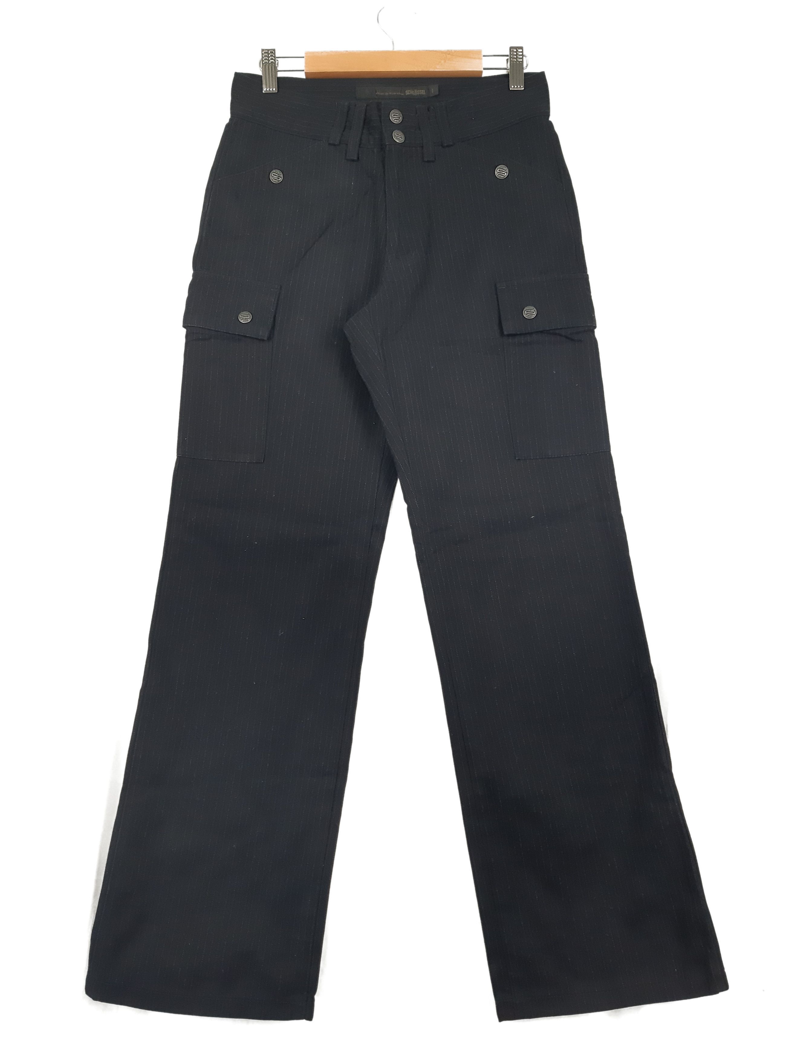 image of Schlussel Pinstripe Utility Cargo Multipockets Bondage Pant in Black, Men's (Size 28)
