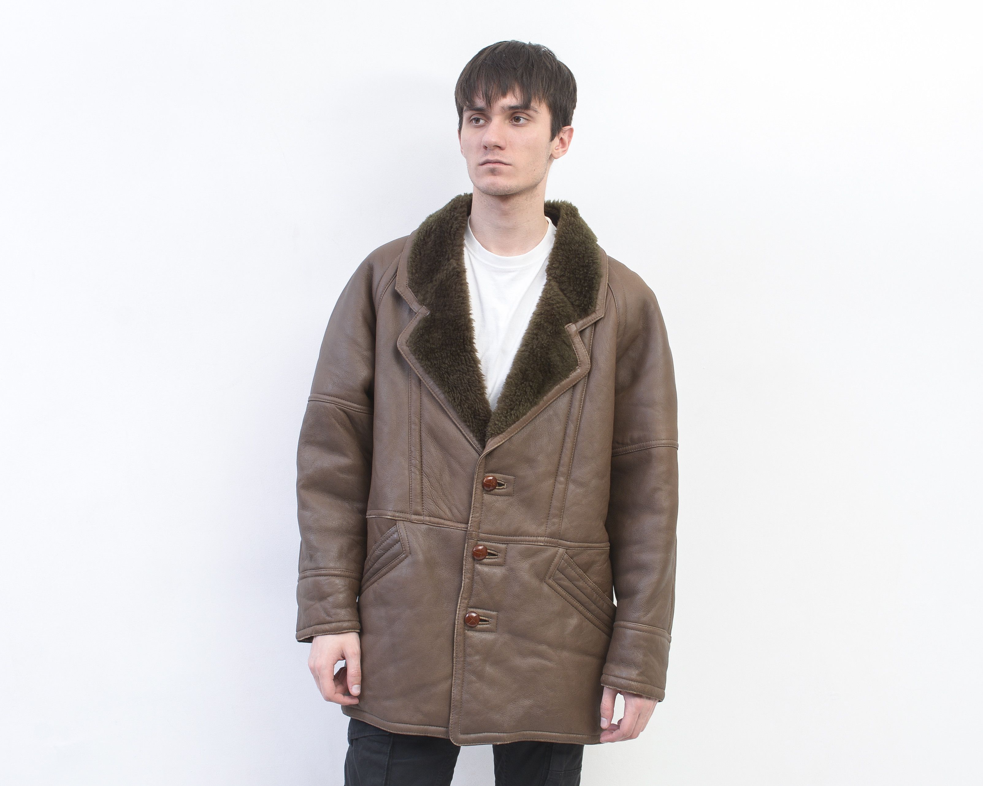 Shearling UK 38 US Sheepskin Leather Sherpa Coat Jacket EU48