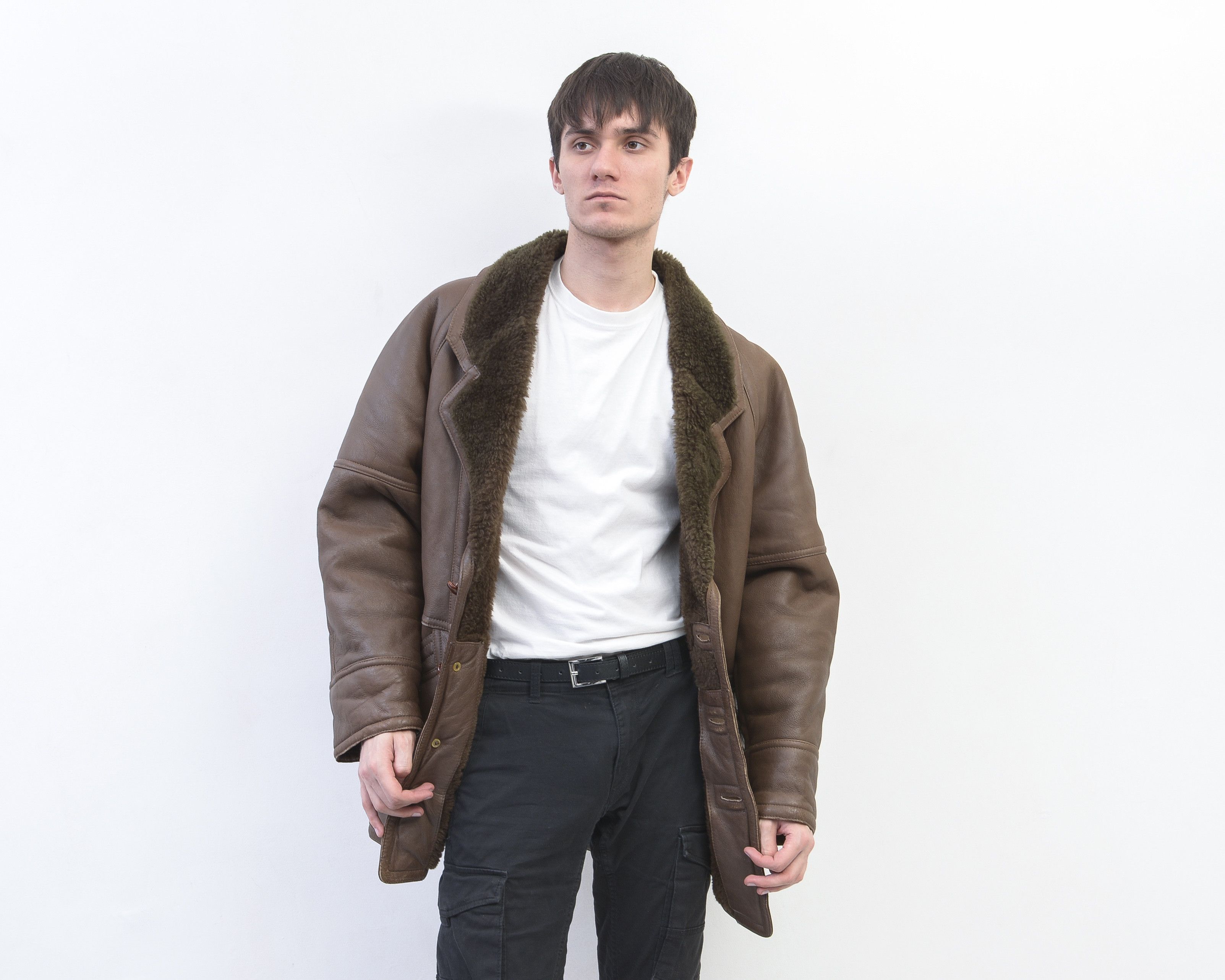 Shearling UK 38 US Sheepskin Leather Sherpa Coat Jacket EU48