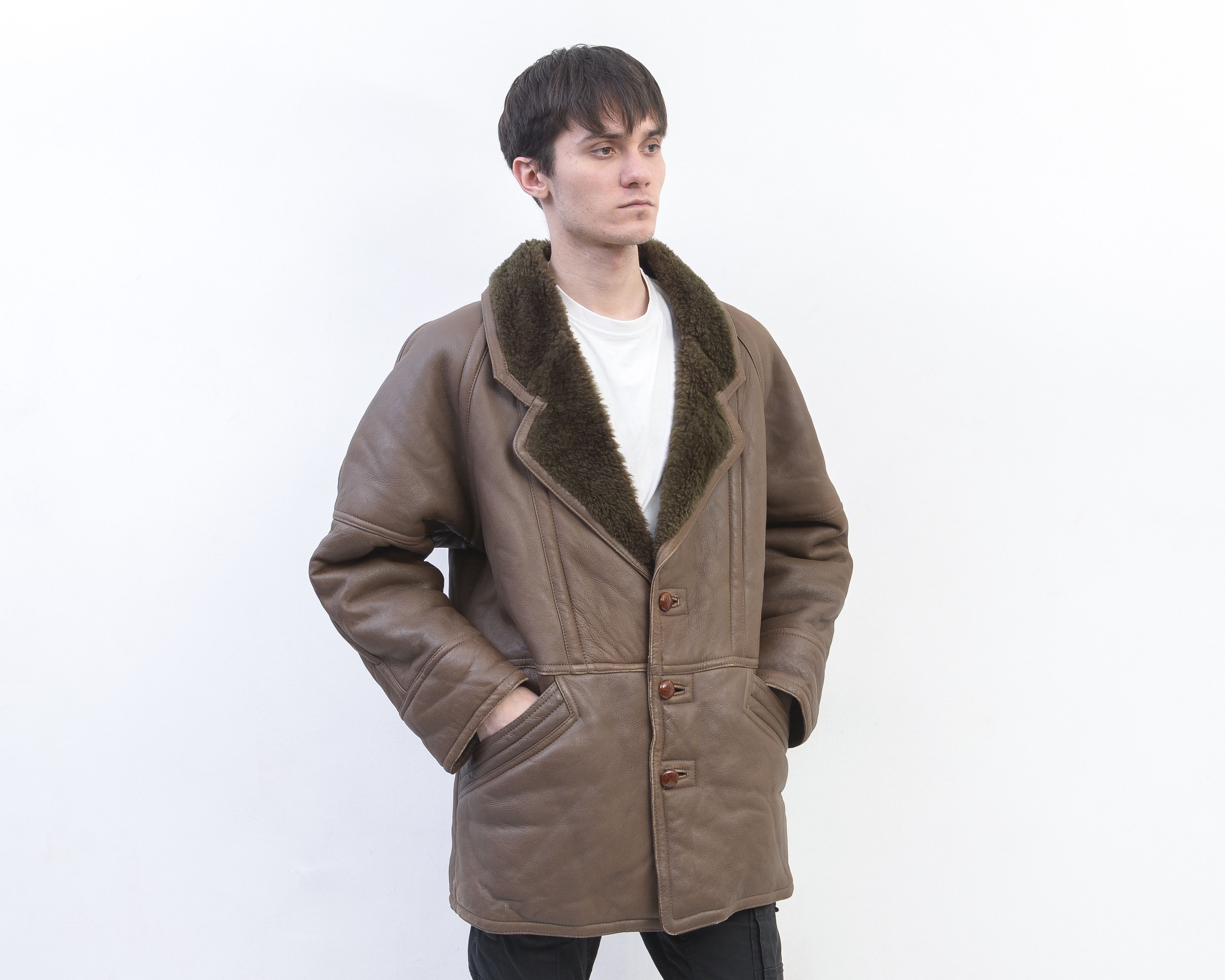Shearling UK 38 US Sheepskin Leather Sherpa Coat Jacket EU48