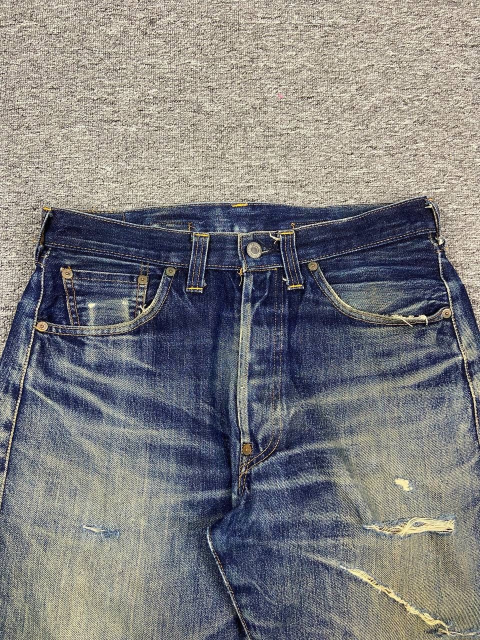 Levi's Distressed 90s Levis 201XX Big E Buckle Back Selvedge Denim Size US 31 - 5 Thumbnail