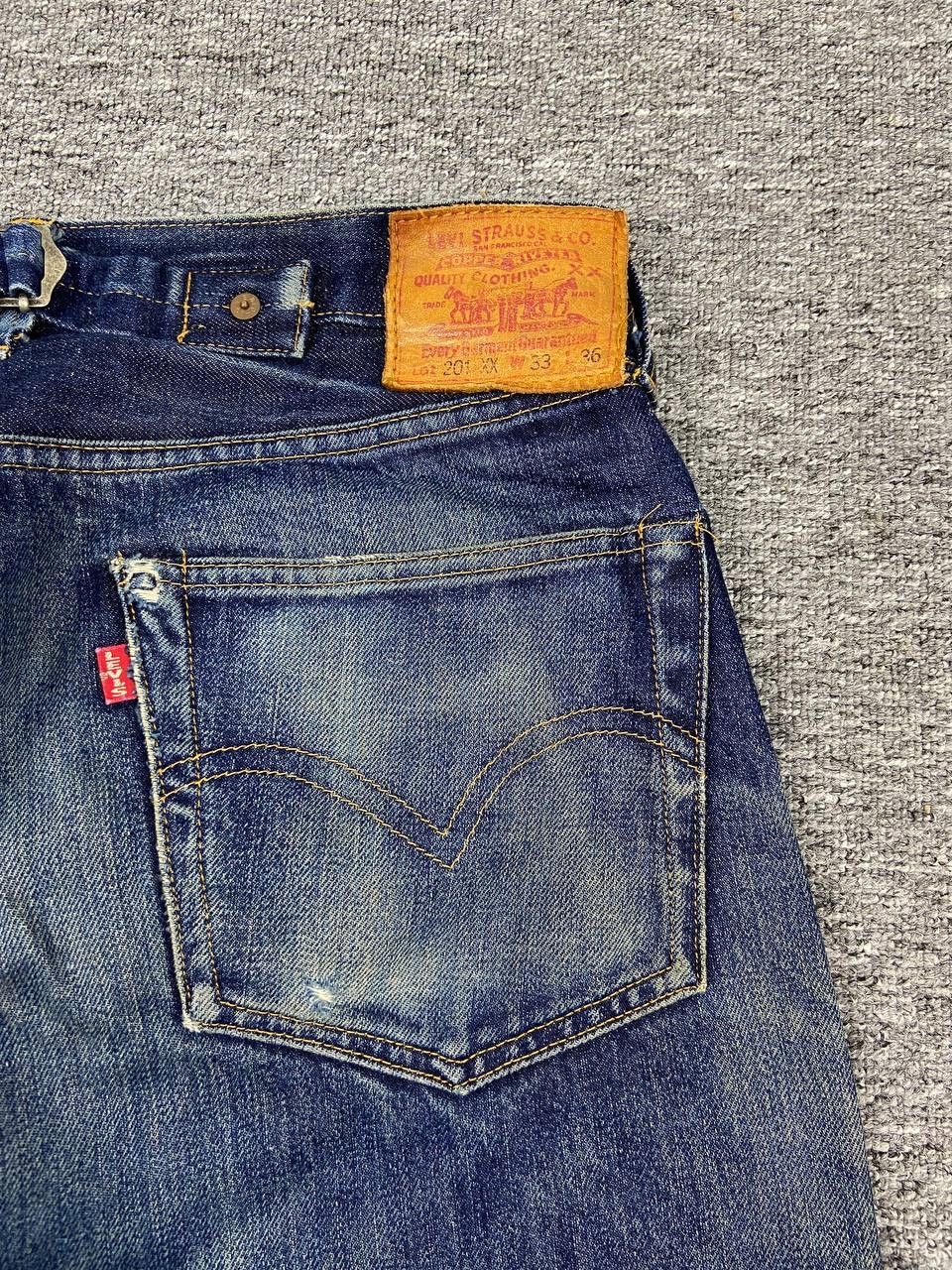 Levi's Distressed 90s Levis 201XX Big E Buckle Back Selvedge Denim Size US 31 - 8 Thumbnail