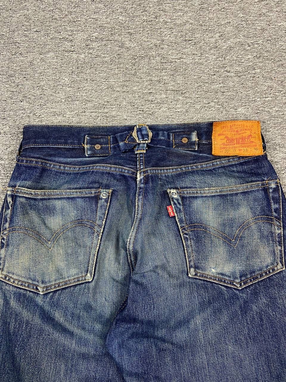 Levi's Distressed 90s Levis 201XX Big E Buckle Back Selvedge Denim Size US 31 - 7 Thumbnail