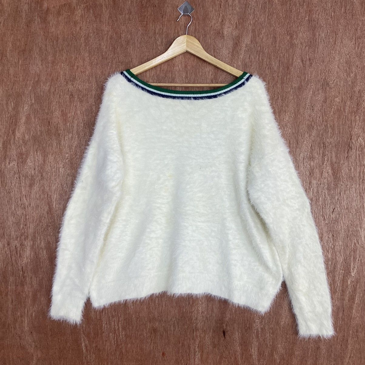 Homespun Knitwear Bampo White Cardigan Mohair knitwear #0398 Size US L / EU 52-54 / 3 - 11 Thumbnail
