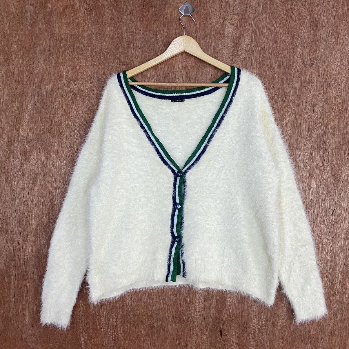 Homespun Knitwear Bampo White Cardigan Mohair knitwear #0398 Size US L / EU 52-54 / 3 - 3 Thumbnail