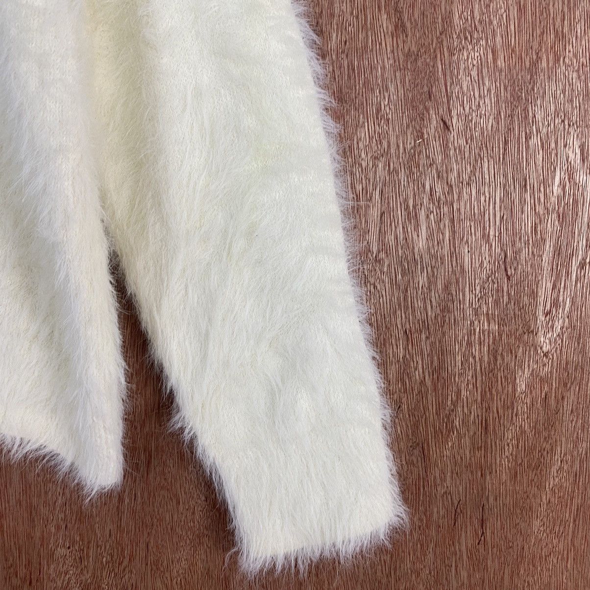 Homespun Knitwear Bampo White Cardigan Mohair knitwear #0398 Size US L / EU 52-54 / 3 - 4 Thumbnail