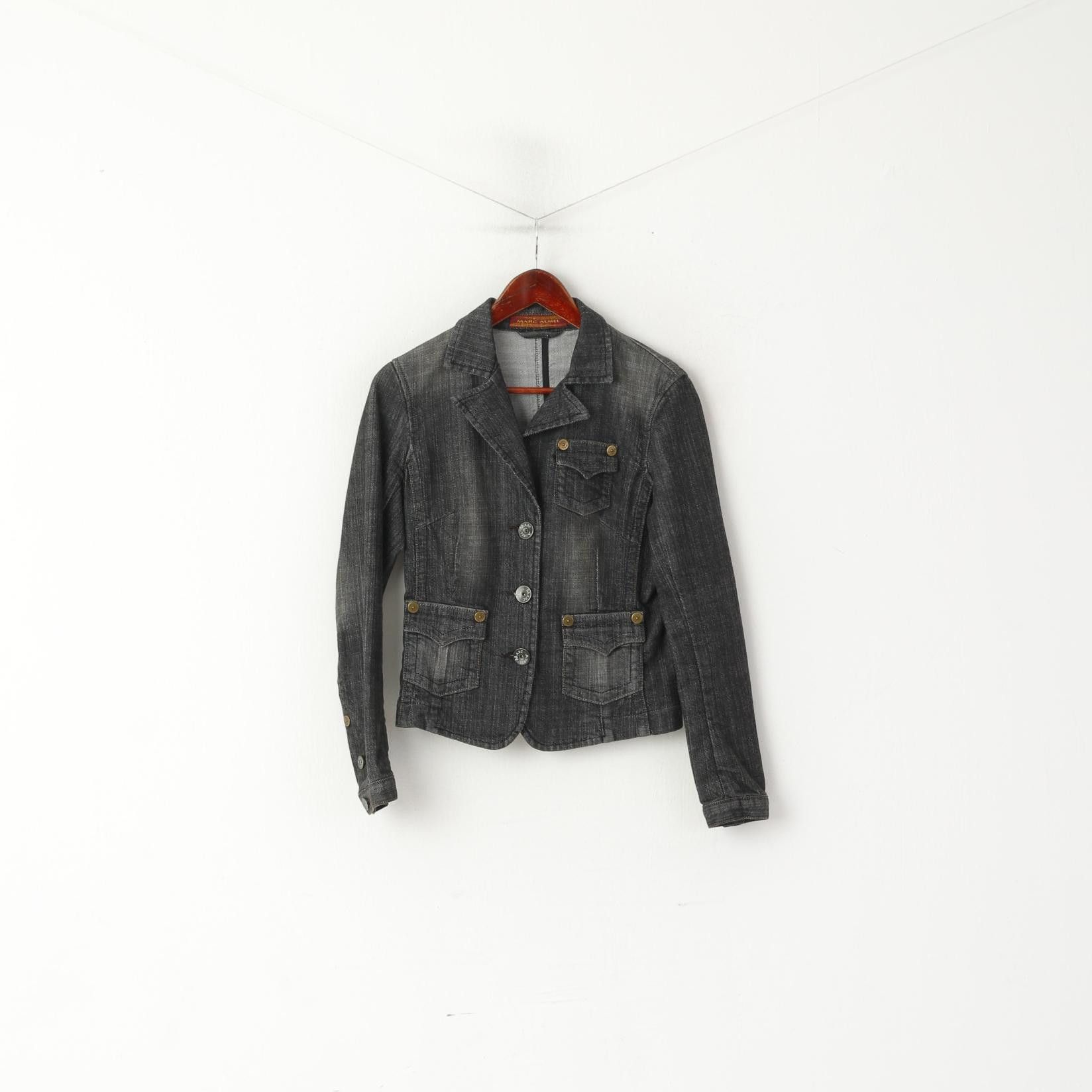Vintage Marc Aurel Women 36 S Denim Jacket Gray Cotton 2348 Size S / US 4 / IT 40 - 2 Thumbnail