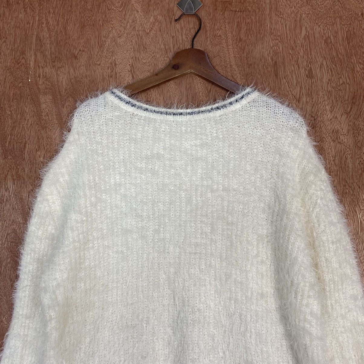 Homespun Knitwear Persodea WHite Mohair Shag Shaggy Knitwear Size US L / EU 52-54 / 3 - 8 Thumbnail