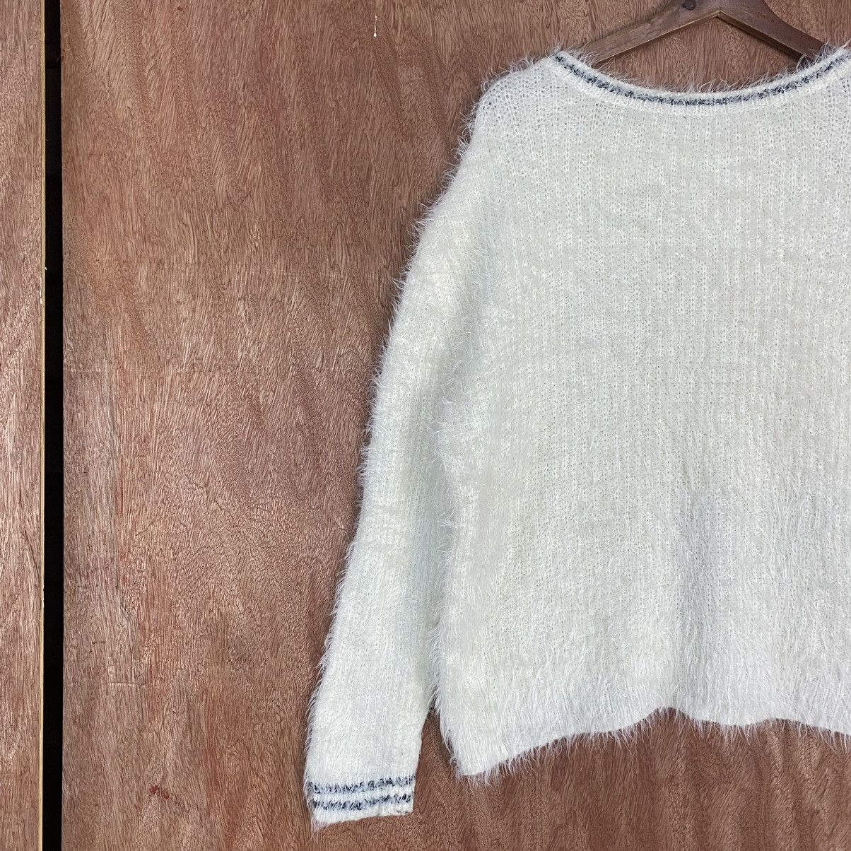 Homespun Knitwear Persodea WHite Mohair Shag Shaggy Knitwear Size US L / EU 52-54 / 3 - 7 Thumbnail