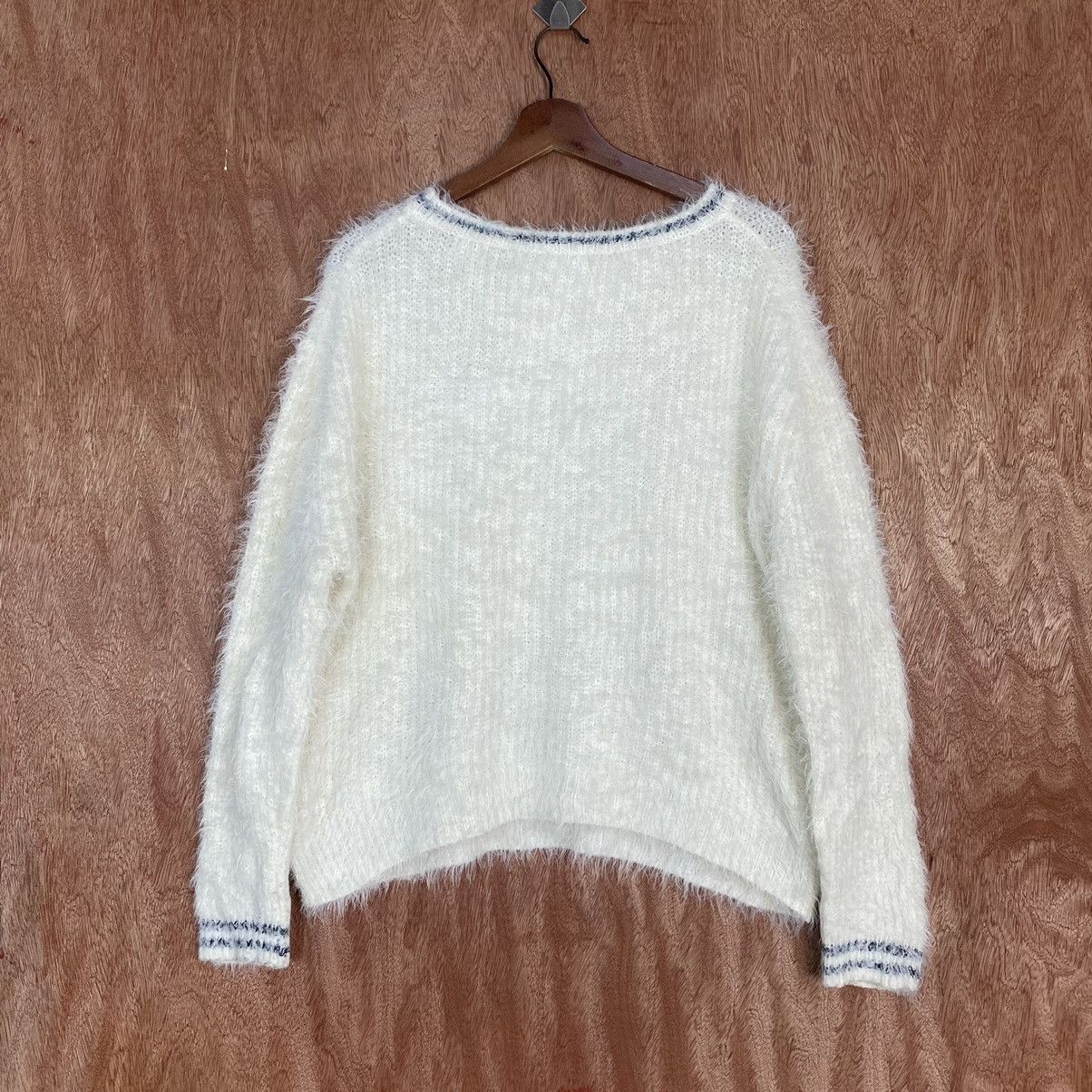 Homespun Knitwear Persodea WHite Mohair Shag Shaggy Knitwear Size US L / EU 52-54 / 3 - 10 Thumbnail