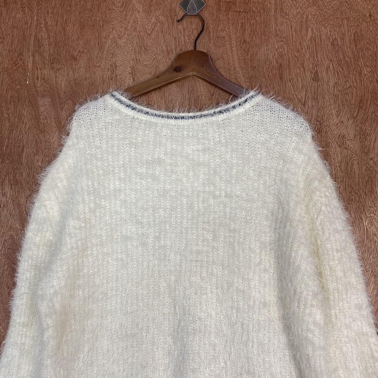 Homespun Knitwear Persodea WHite Mohair Shag Shaggy Knitwear Size US L / EU 52-54 / 3 - 2 Thumbnail