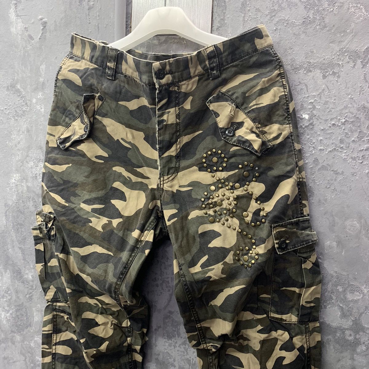 Oshkosh Circle Spikes camo Design Cargo Pants Size US 31 - 4 Thumbnail