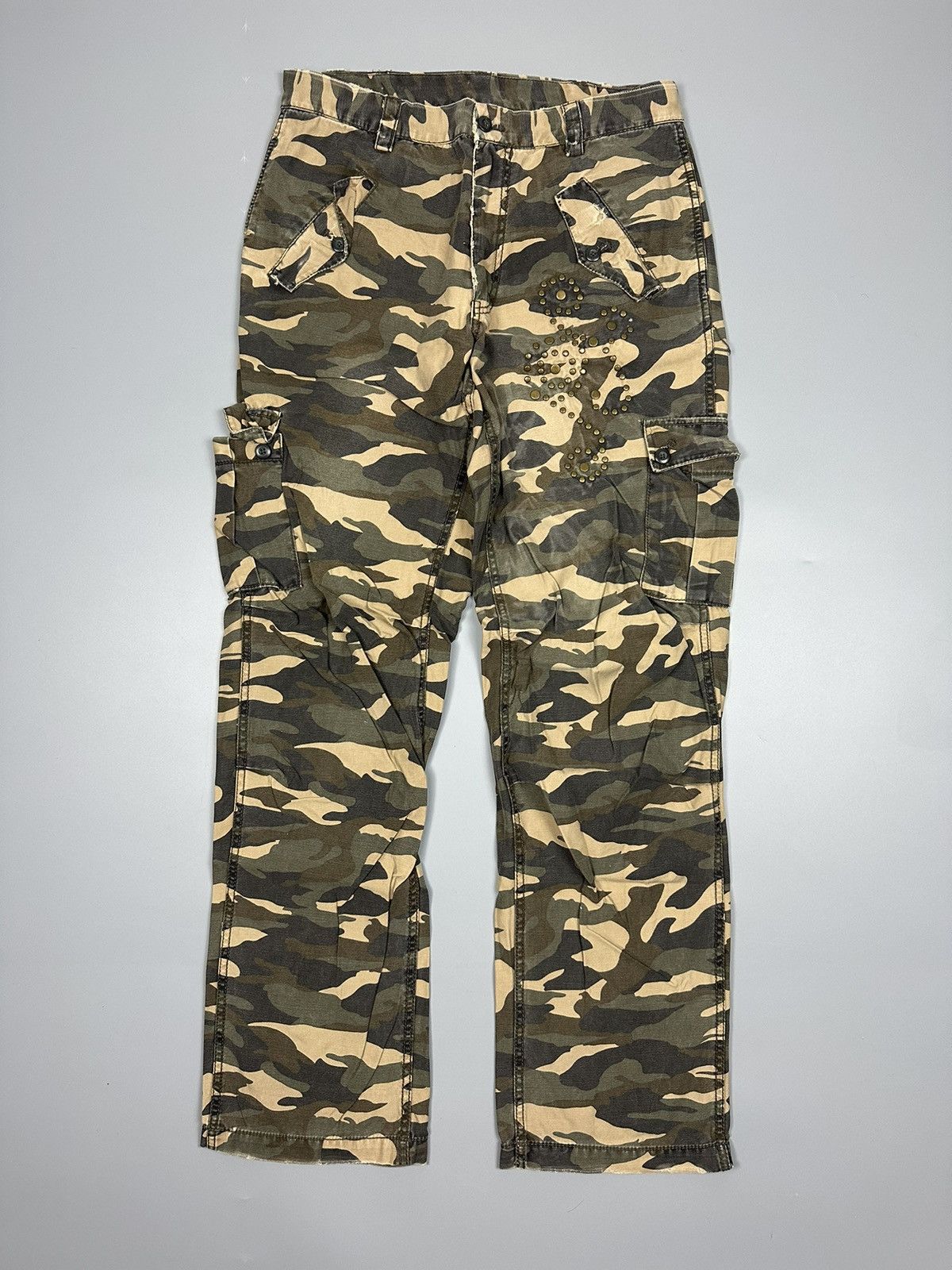 Oshkosh Circle Spikes camo Design Cargo Pants Size US 31 - 1 Thumbnail