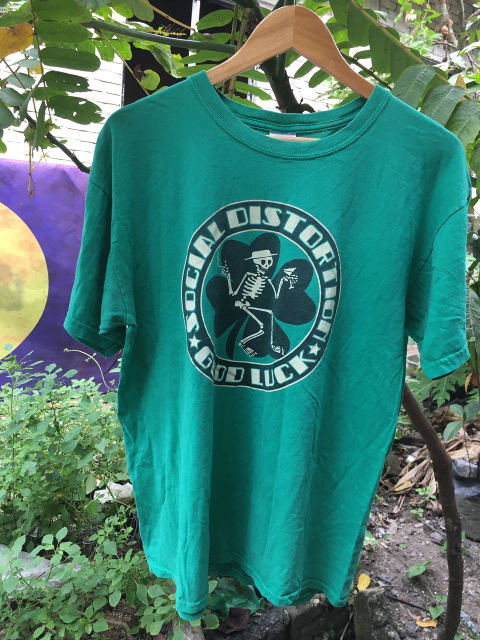 Vintage Social distortion Good Luck Best song Green Shirt