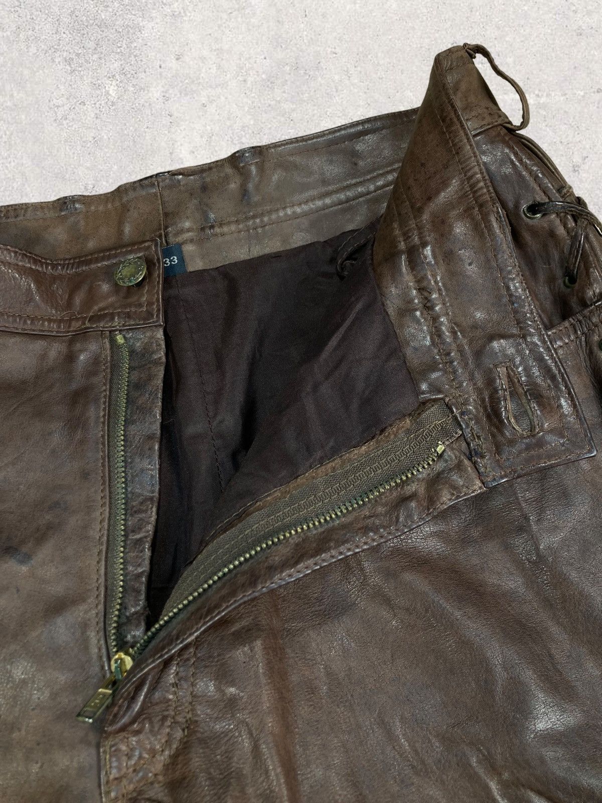 Genuine Leather Vintage Genuine Leather Biker Brown Laced Pants Size 33 Size US 33 - 6 Thumbnail