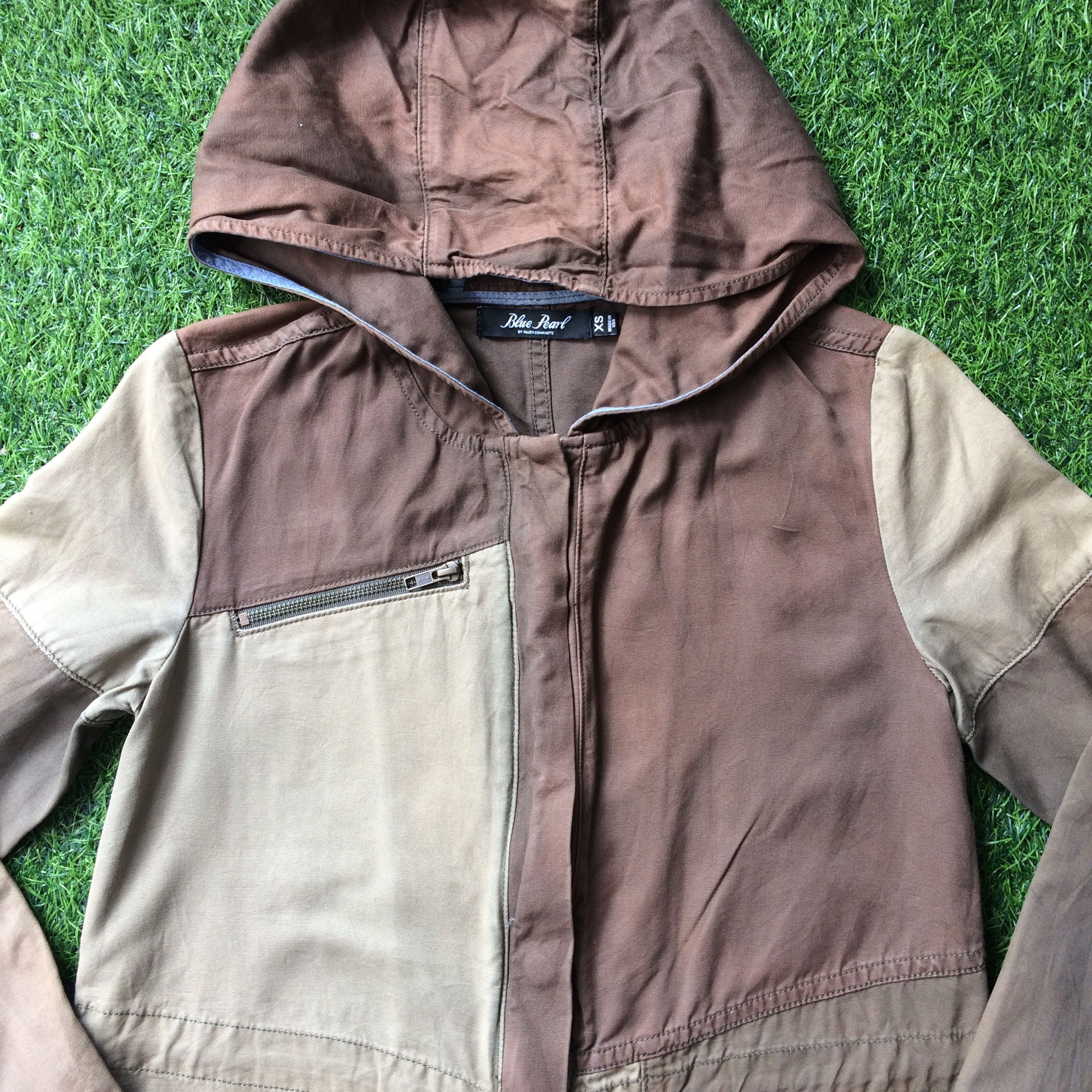 Designer Patchwork Jacket Parka Zip Up Hoodie #D-195 Size XS / US 0-2 / IT 36-38 - 2 Thumbnail