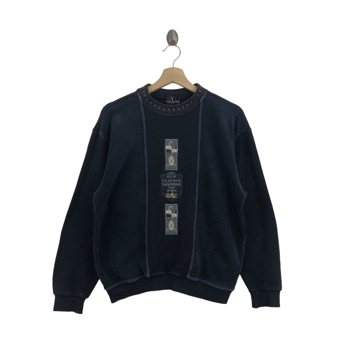 Pick!! Vtg CLAUDIO VALENTINO Big Logo Embroidery Italian