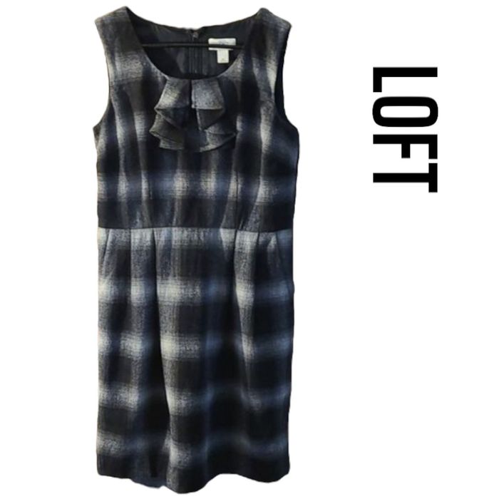 Loft LOFT Size 6 Petite Black Gray Wool Pencil Dress Grailed
