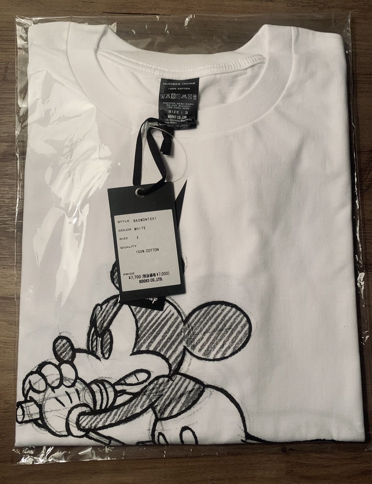 Number (N)ine Number (N)ine White Mickey Mouse Drawing Tee size 3 Size US L / EU 52-54 / 3 - 3 Thumbnail