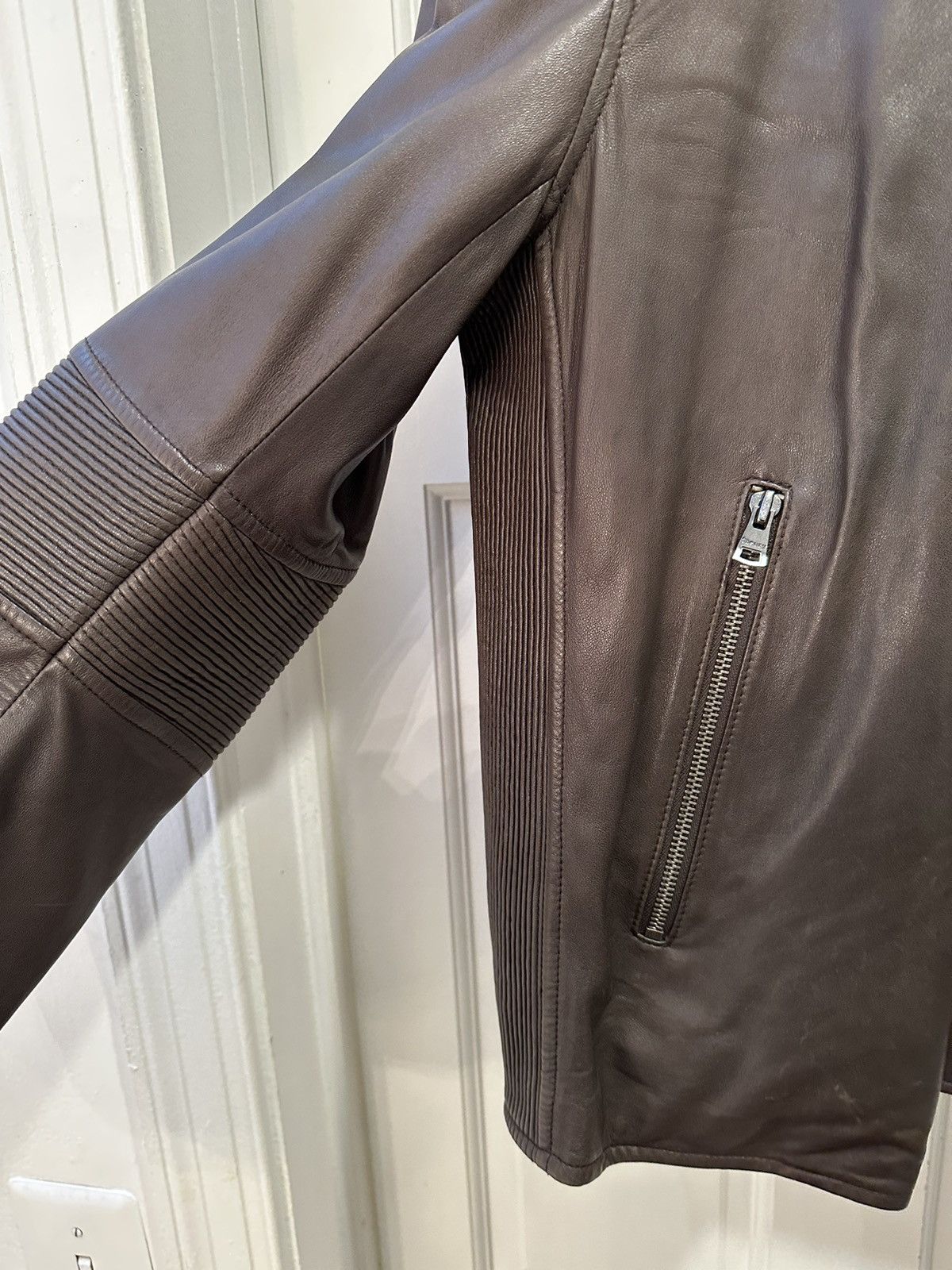 Theory Theory Brown Leather Moto Jacket Size US L / EU 52-54 / 3 - 5 Thumbnail