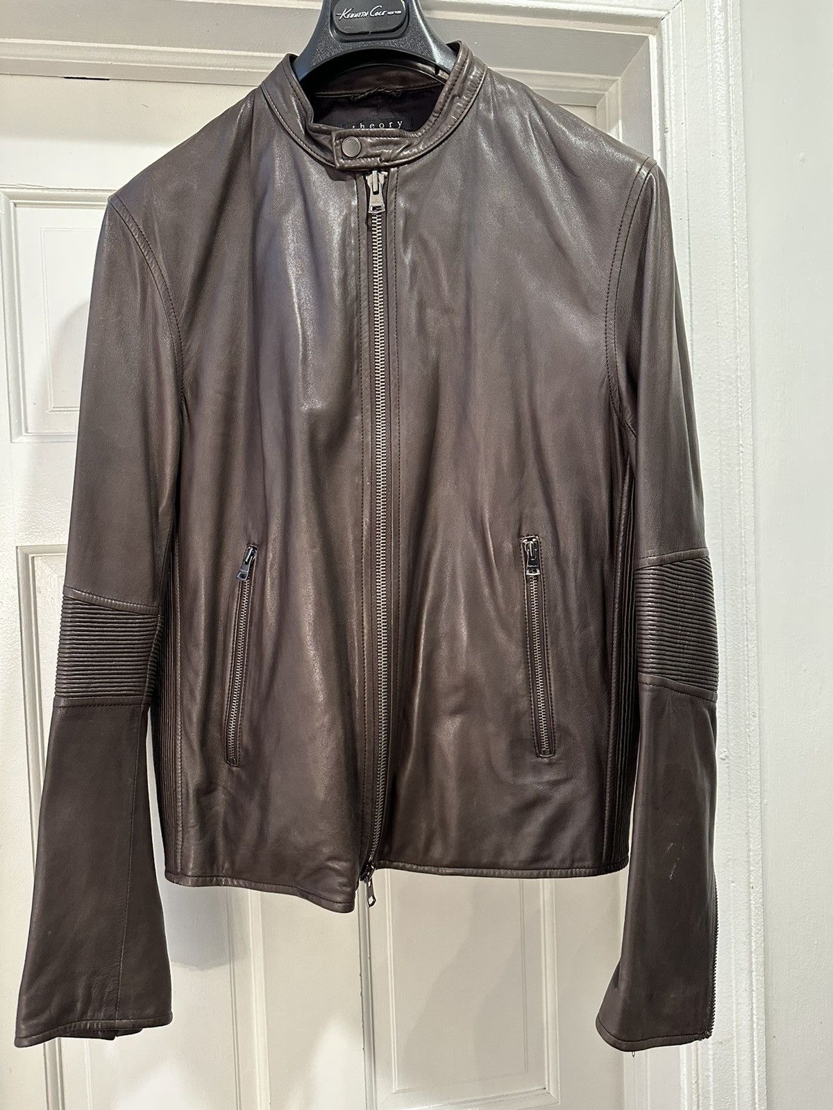 Theory Theory Brown Leather Moto Jacket Size US L / EU 52-54 / 3 - 2 Thumbnail