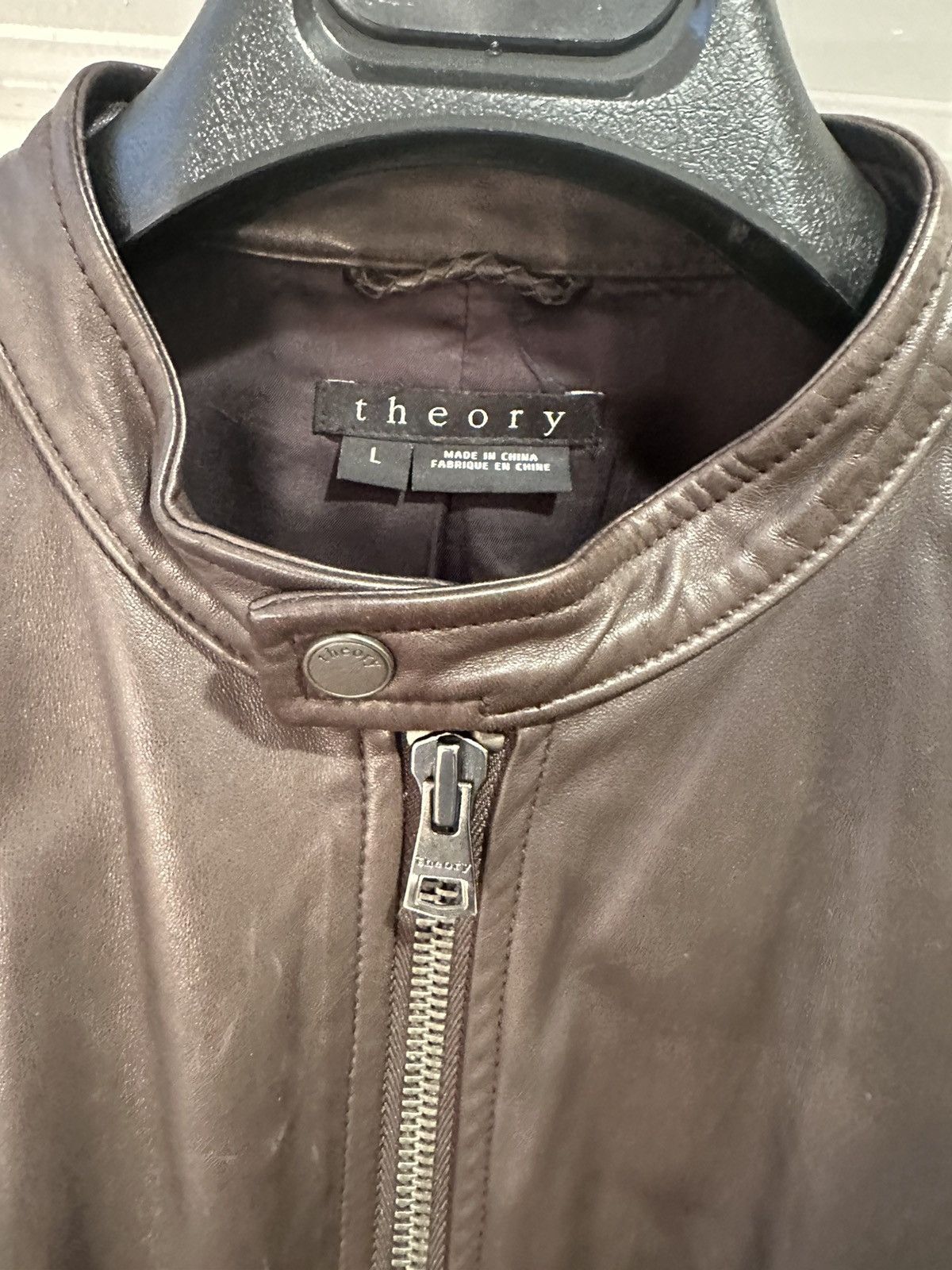 Theory Theory Brown Leather Moto Jacket Size US L / EU 52-54 / 3 - 3 Thumbnail