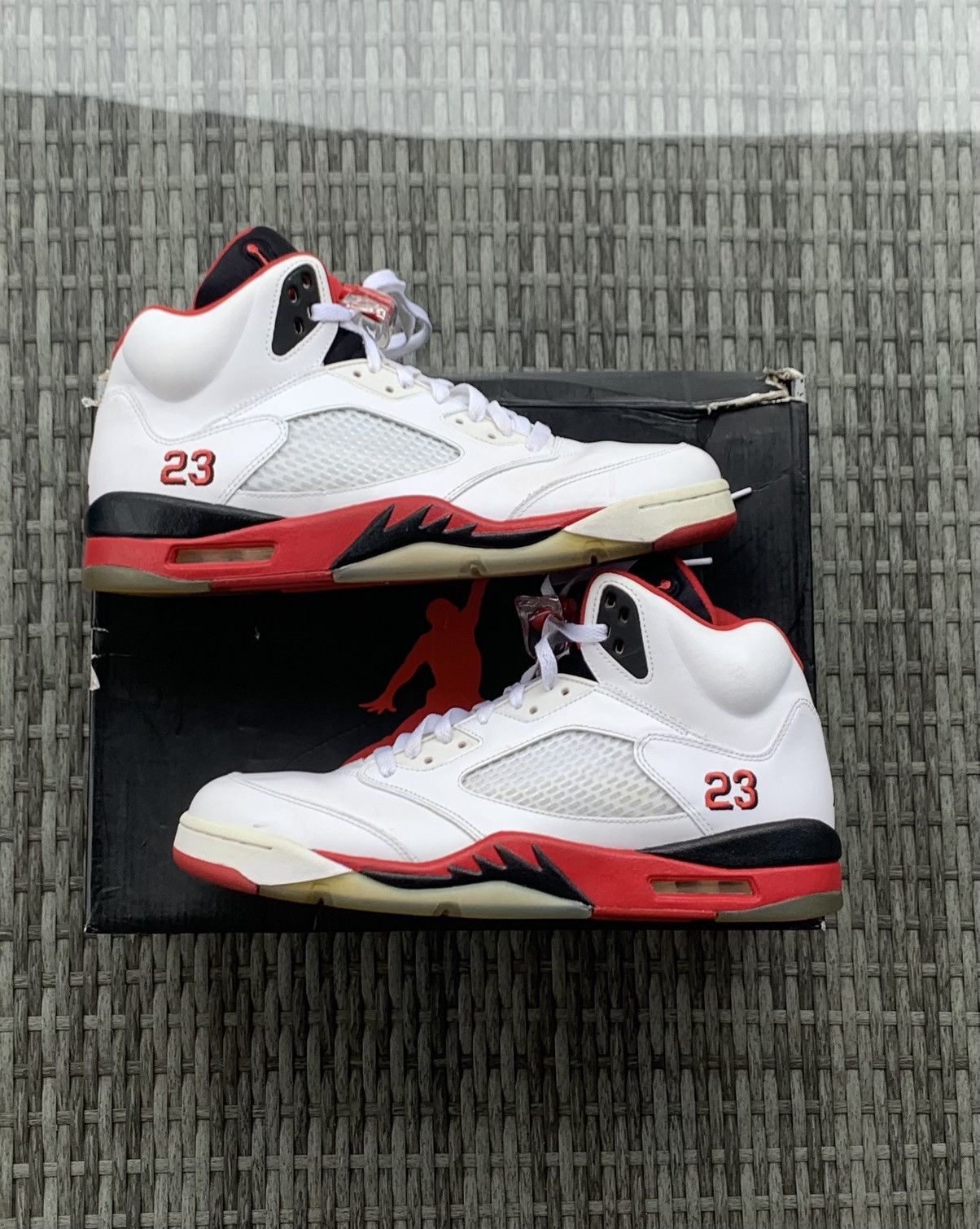 2013 Fire Red Black Tongue Retro Jordan's