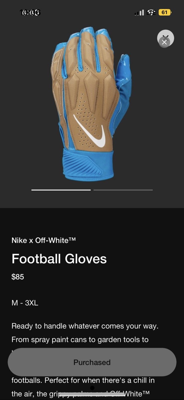 Nike off white gloves best sale