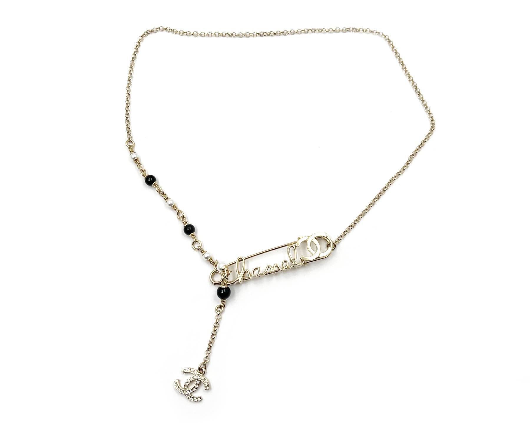 Chanel Chanel Brand New Rare Light Gold Safety Pin Pearl Necklace Grailed