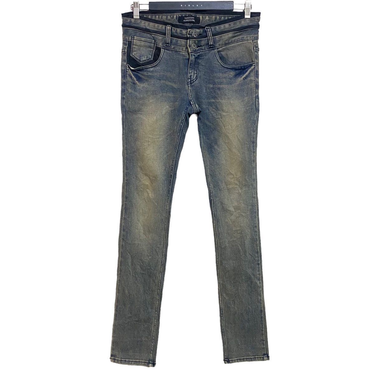 Takeshy Kurosawa Denim Double Waist Skinny Jeans Stretch