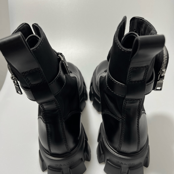 Prada Prada Monolith Lug-Sole Leather Combat Boots Black Men’s UK Size US 12 / EU 45 - 5 Thumbnail