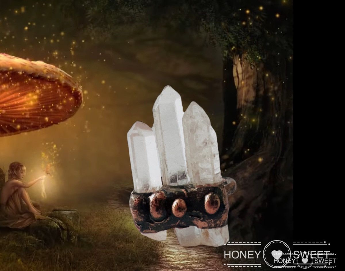 Jewelry handcrafted Natural Tall Crystal Obelisk Tower - rings Size ONE SIZE - 1 Thumbnail