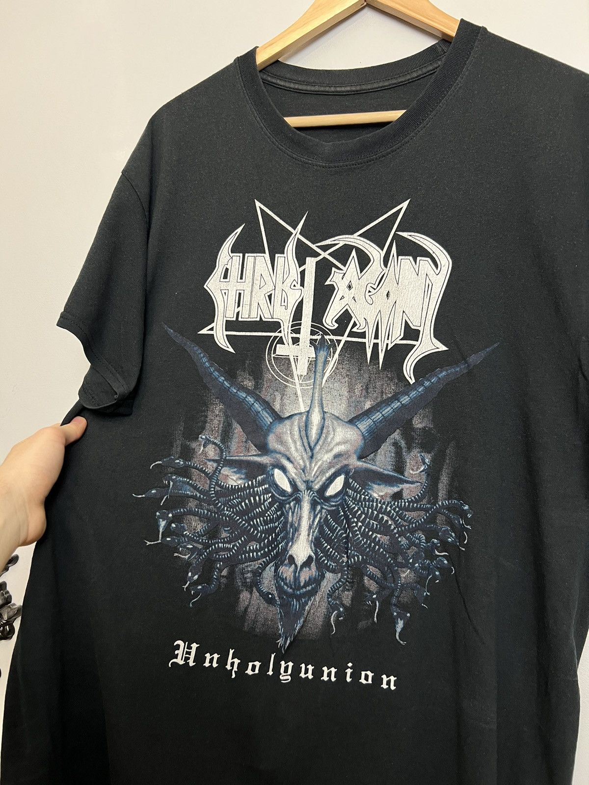 Band Tees Christ Agony Unholyunion Black Metal Tour Band Tshirt Large Size US L / EU 52-54 / 3 - 3 Thumbnail
