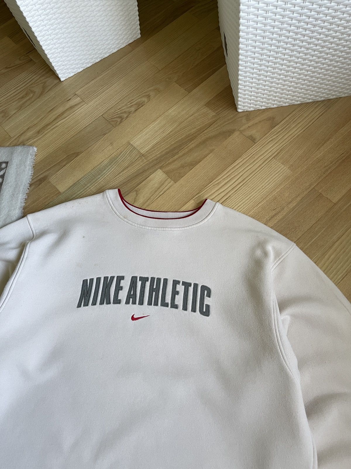 Nike Vintage Y2K Nike Spellout Sweatshirt Cream Center Logo Size US XL / EU 56 / 4 - 2 Thumbnail