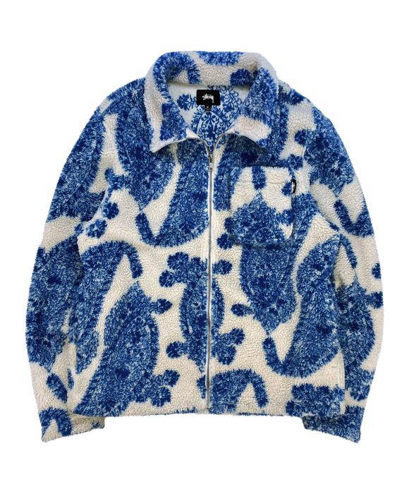 Stussy AW21 Stüssy Paisley Deep Pile Fleece Zip-up Collared Jacket ...