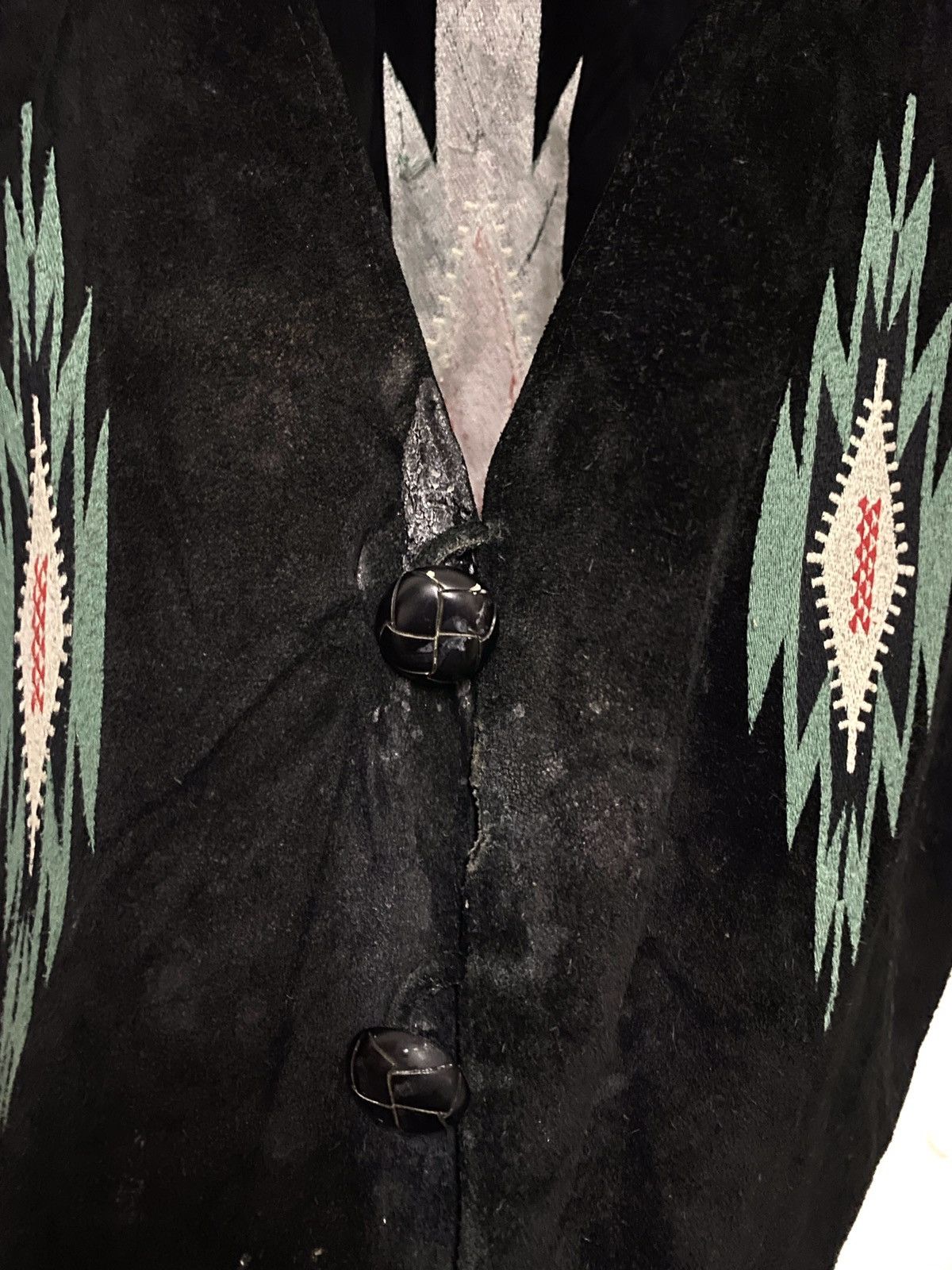 Native × Vintage Vintage Rare Chimayo Aztec Pattern Suede Vesy Size US M / EU 48-50 / 2 - 3 Thumbnail