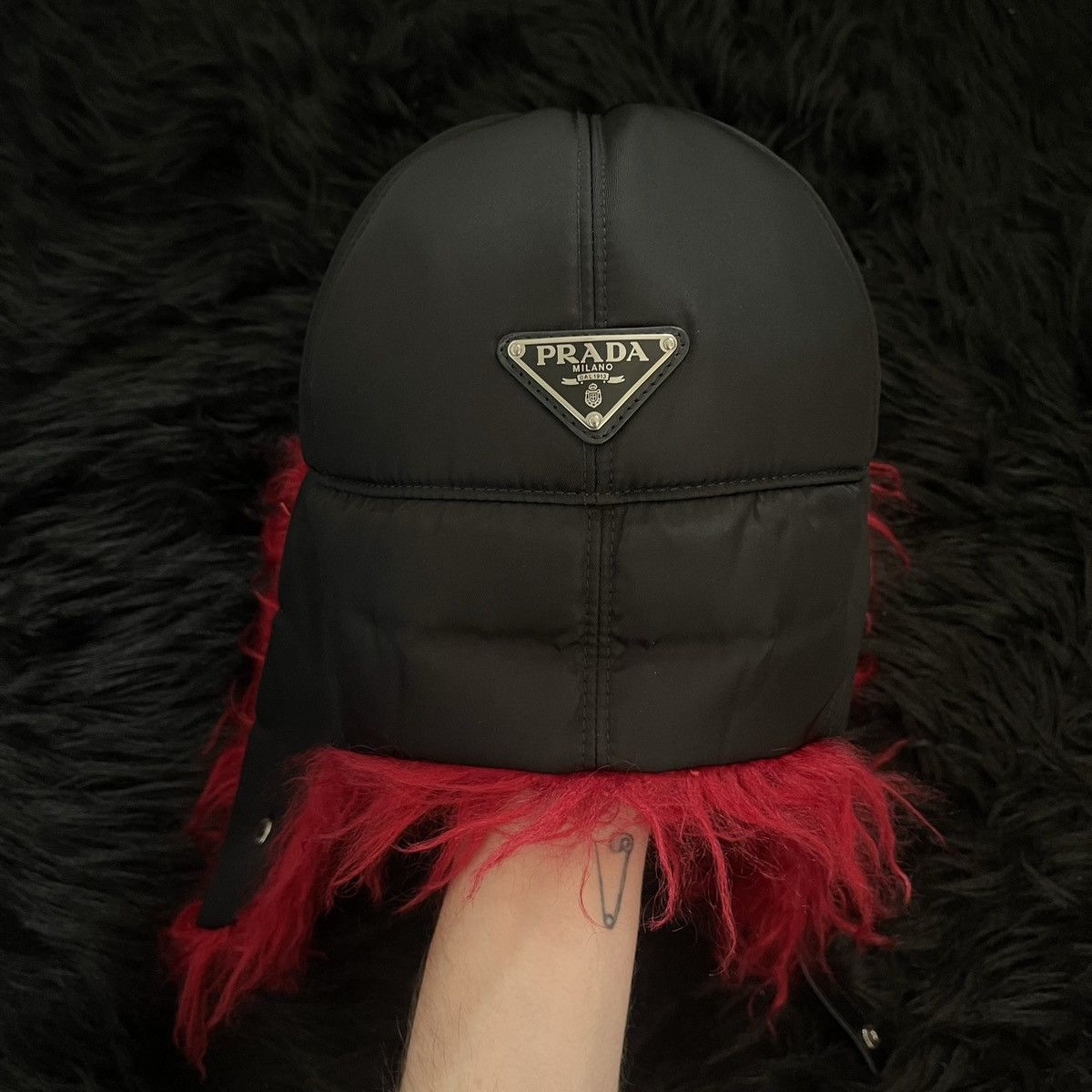 Prada Runway Mohair Trapper Hat Size ONE SIZE - 2 Thumbnail