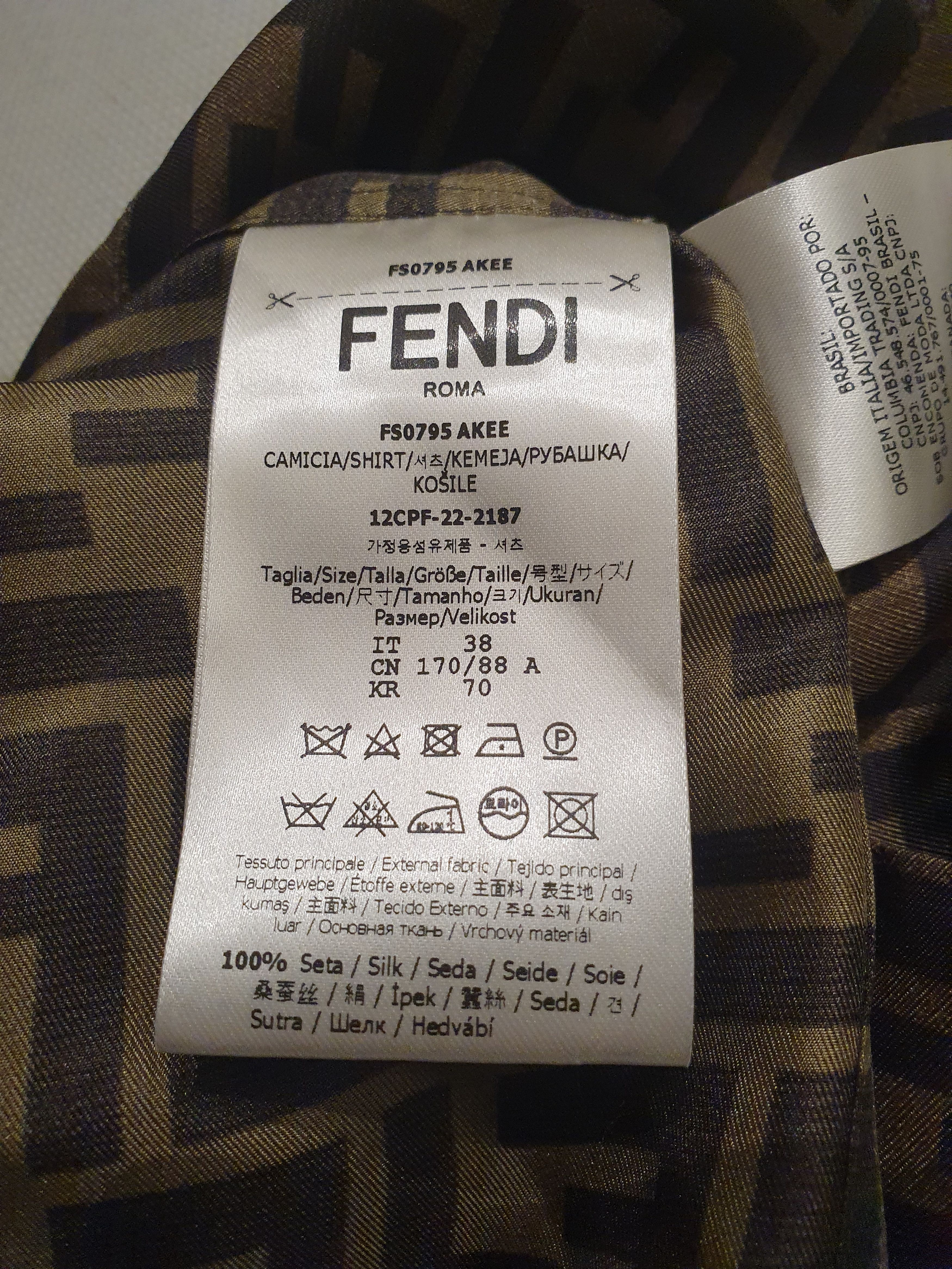 Fendi Fendi FF logo print silk shirt Size US S / EU 44-46 / 1 - 4 Thumbnail