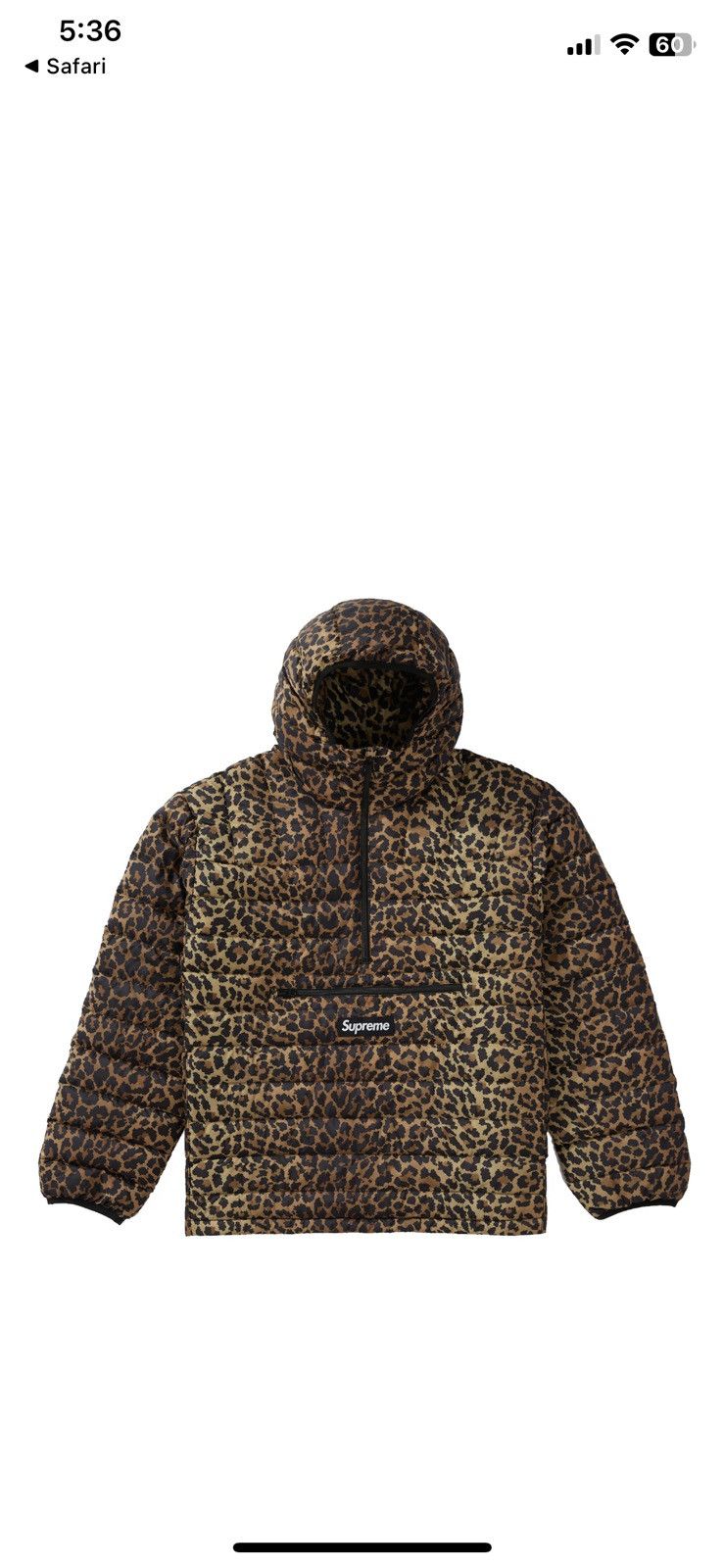 Supreme Supreme Micro-Down Half-Zip Hooded Pullover- Leopard | Grailed