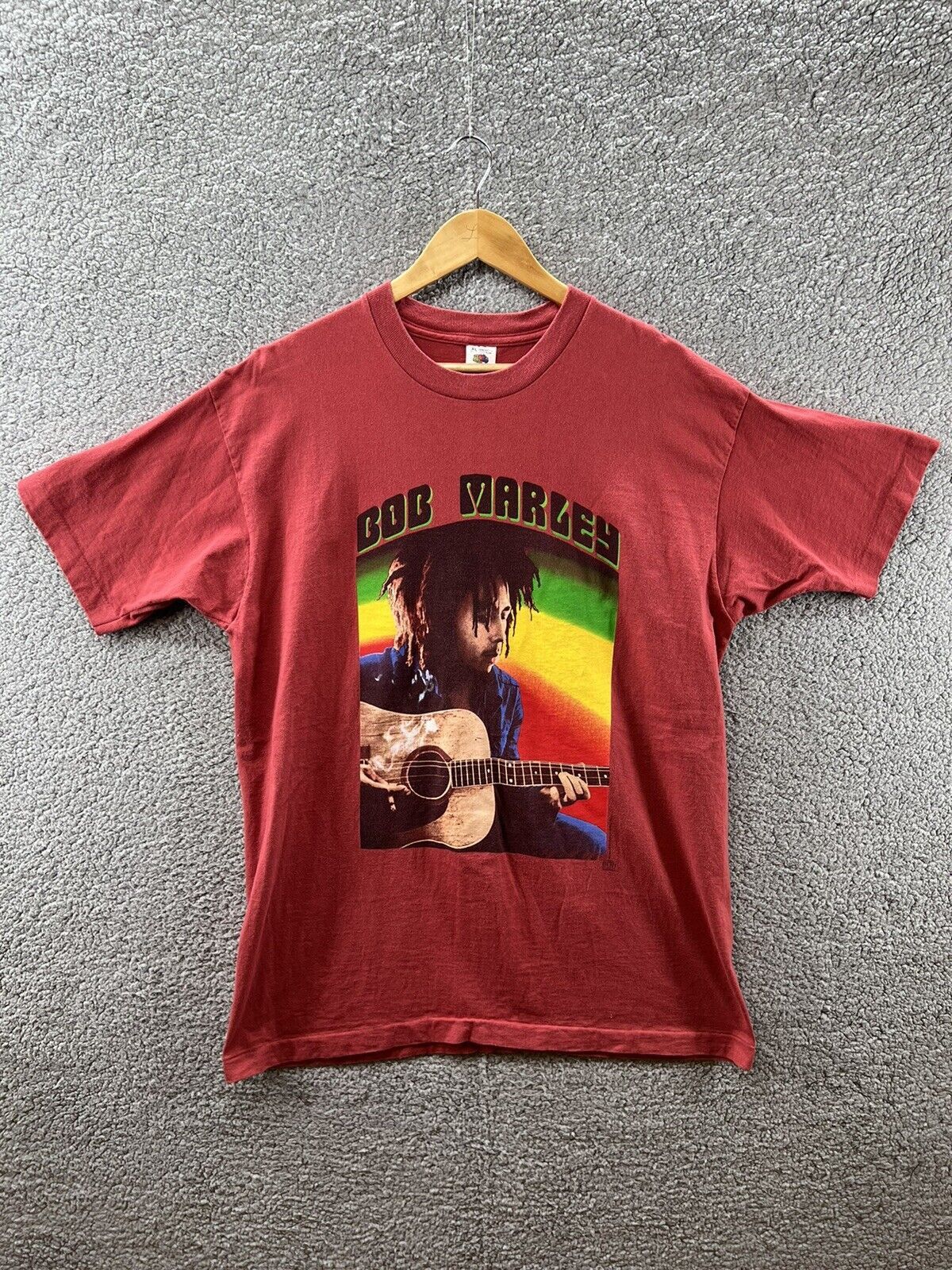Fruit Of The Loom Bob Marley Reggae Guitar Red Vintage 1994