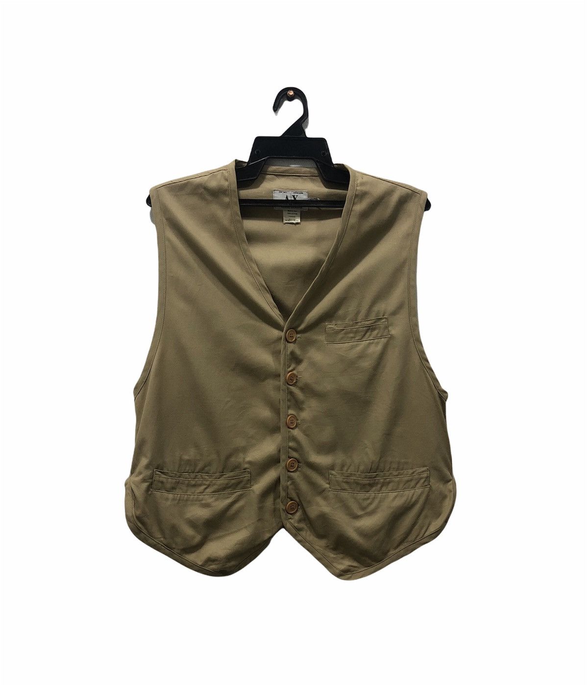 Armani Exchange Men's Tan Cotton Button Up Vest Madein Italy
