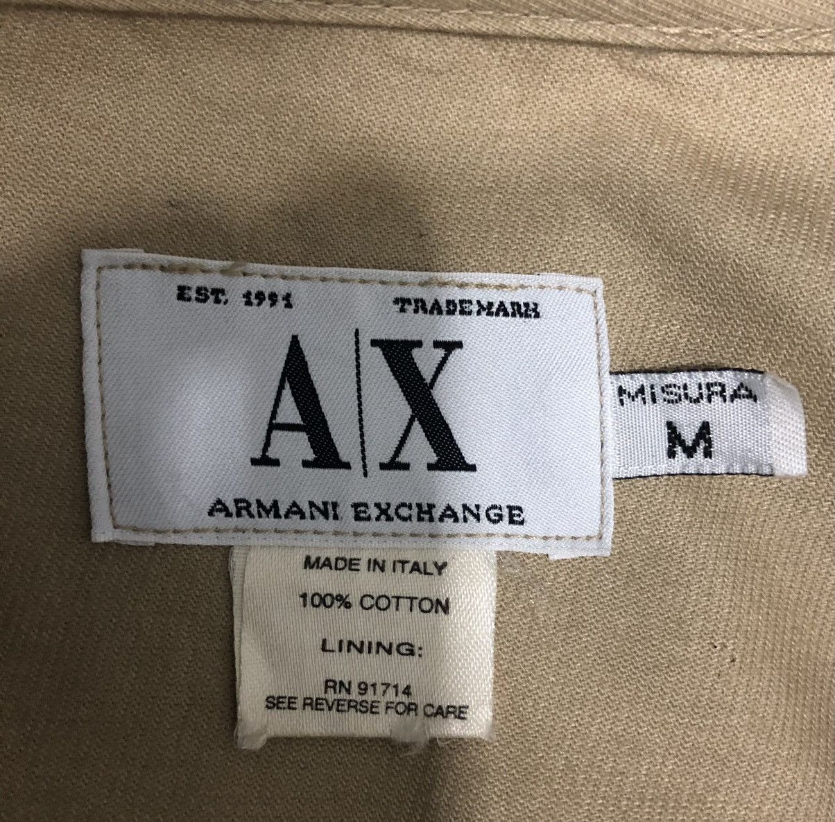Armani Exchange × Vintage Armani Exchange Men's Tan Cotton Button Up Vest Madein Italy Size US M / EU 48-50 / 2 - 8 Thumbnail