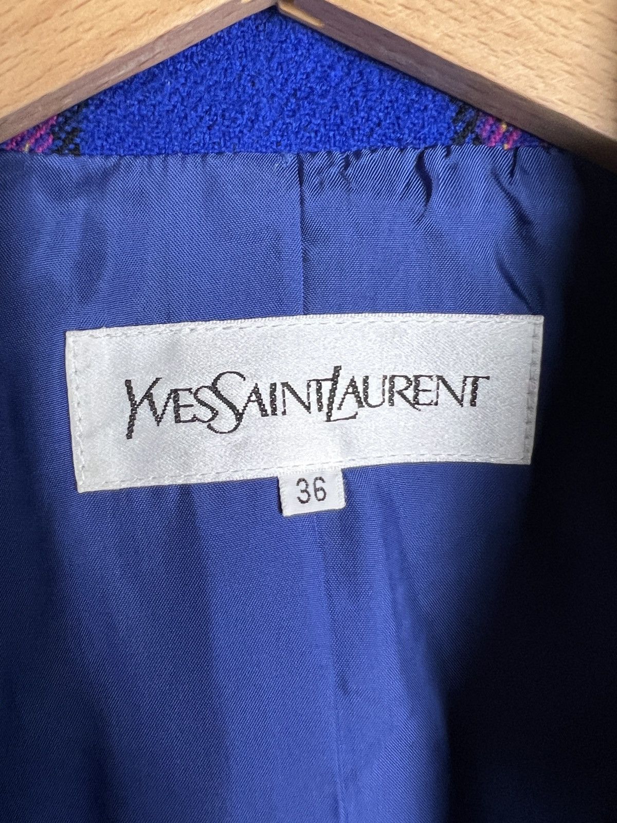 Yves Saint Laurent Vintage Yves Saint Laurent Tartan Wool Coat Size XS / US 0-2 / IT 36-38 - 9 Thumbnail